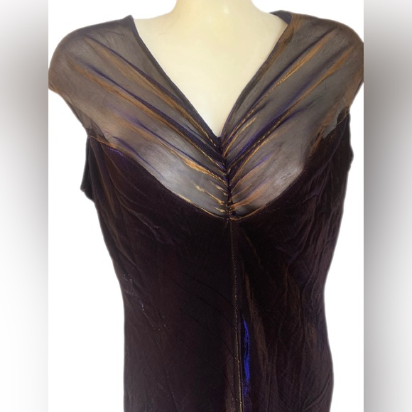 JULIA SAR vintage silk metallic dress size medium - Picture 3 of 5